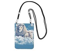 Piccole borse a tracolla per le donne borsa del telefono cellulare mini portafoglio del cellulare agnello con un leone sulle nuvole borsa del telefono cellulare