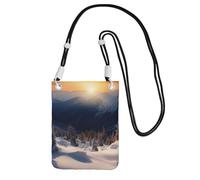 Piccole borse a tracolla per le donne borsa del telefono cellulare mini portafoglio del telefono cellulare tramonto inverno montagne borsa del telefono cellulare, nero, Taglia unica