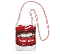 Piccole borse a tracolla per le donne borsa del telefono cellulare mini portafoglio del telefono cellulare carino grafica labbra rosse borsa del telefono cellulare, Rosa, Taglia unica