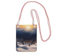 Piccole borse a tracolla per le donne borsa del telefono cellulare mini portafoglio del telefono cellulare tramonto inverno montagne borsa del telefono cellulare, rosa, Taglia unica