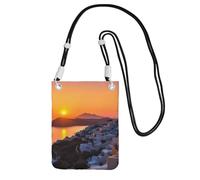 Piccole borse a tracolla per le donne borsa del telefono cellulare mini portafoglio del telefono cellulare Grecia isola tramonto paesaggio borsa del telefono cellulare