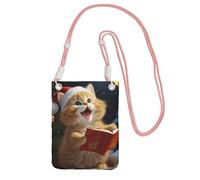 Piccole borse a tracolla per le donne borsa del telefono cellulare mini portafoglio del telefono cellulare carino gatto canta canti natalizi borsa del telefono cellulare