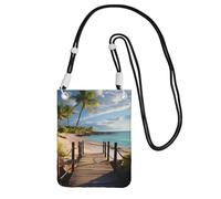 Piccole borse a tracolla per le donne borsa del telefono cellulare mini portafoglio del telefono cellulare palme spiaggia mare oceano borsa del telefono cellulare, Nero , Taglia unica