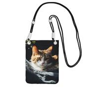 Piccole borse a tracolla per le donne borsa del telefono cellulare mini portafoglio del telefono cellulare che riposa borsa del telefono cellulare del gatto, nero, Taglia unica