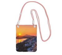 Piccole borse a tracolla per le donne borsa del telefono cellulare mini portafoglio del telefono cellulare Grecia isola tramonto paesaggio borsa del telefono cellulare