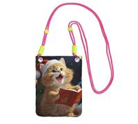 Piccole borse a tracolla per le donne borsa del telefono cellulare mini portafoglio del telefono cellulare carino gatto canta canti natalizi borsa del telefono cellulare