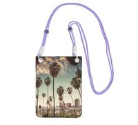 Piccole borse a tracolla per le donne borsa del telefono cellulare mini portafoglio Los Angeles Palm Trees borsa del telefono cellulare, Viola, Taglia unica