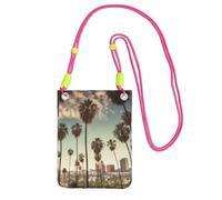Piccole borse a tracolla per le donne borsa del telefono cellulare mini portafoglio Los Angeles Palm Trees borsa del telefono cellulare, Fucsia, Taglia unica