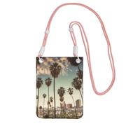 Piccole borse a tracolla per le donne borsa del telefono cellulare mini portafoglio Los Angeles Palm Trees borsa del telefono cellulare, rosa, Taglia unica