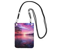 Piccole borse a tracolla per le donne borsa del telefono cellulare mini portafoglio viola tramonto sull'acqua borsa del telefono cellulare