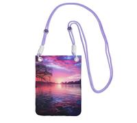 Piccole borse a tracolla per le donne borsa del telefono cellulare mini portafoglio viola tramonto sull'acqua borsa del telefono cellulare, Viola, Taglia unica