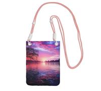 Piccole borse a tracolla per le donne borsa del telefono cellulare mini portafoglio viola tramonto sull'acqua borsa del telefono cellulare, rosa, Taglia unica