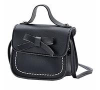 Piccole borse a tracolla per le donne borsa per le ragazze una borsa a tracolla tinta unita bowknot moda a tracolla bambini, Nero , Taglia unica