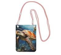 Piccole borse a tracolla per le donne borsa per telefono cellulare borsa impermeabile tartaruga che nuota nel mare borsette marsupio marsupio rosa, taglia unica