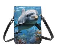Piccole borse a tracolla per le donne in pelle borsa per telefono cellulare portafoglio da viaggio delfino oceano guardando te borsa per telefono cellulare tracolla regolabile