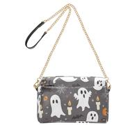 Piccole borse a tracolla per le donne in pelle vegana borse casual da donna borsa a tracolla con cerniera per viaggi grigio scuro zucca stampa Halloween