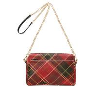 Piccole borse a tracolla per le donne in pelle vegana borse da donna zip borse a tracolla rosso nero motivo scozzese classico stile tartan