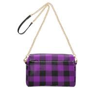 Piccole borse a tracolla per le donne in pelle vegana da donna borse casual impermeabili borse a tracolla da donna viola nero plaid classico