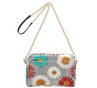 Piccole borse a tracolla per le donne in pelle vegana elegante alla moda margherita arte floreale colorata borsa casual a tracolla impermeabile borsa a tracolla