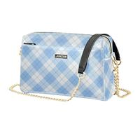Piccole borse a tracolla per le donne in pelle vegana plaid a quadretti borsa a tracolla per adolescenti borsa a tracolla impermeabile blu cielo
