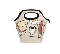 piccole borse isolate per il pranzo con manico curvo scatola per il pranzo rigida per gli uomini impermeabile portatile refrigeratore per escursionismo viaggio colazione cibo danza beige