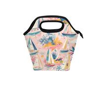 piccole borse per il pranzo per le donne con manico curvo scatola per il pranzo con contenitori Resistente all'acqua piccola borsa termica isolata per ufficio campeggio pesca cappotto colore trapicale