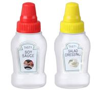 Piccole bottiglie di condimento, piccoli contenitori per salsa con coperchi - Set di bottiglie per spremere da viaggio per la scatola del pranzo,Bottiglia di pressatura portatile per condimento