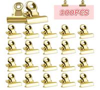 Piccole Bulldog Clips, 100 Pezzi Mini Clip, 22mm Raccoglitore in Metallo Clip, Clip Multifunzionale in Metallo, per Sacchetti di Cibo Immagini Foto Documento Ufficio Ufficio e Cucina Domestica (oro)