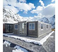Piccole case in vendita Prefabbricate, Casa contenitore contemporanea pieghevole, Cabina prefabbricata portatile con kit di pannelli solari - Alimentazione off-grid per campeggio, piccola casa