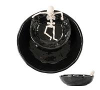 Piccole ciotole in ceramica, decorative, a doppio strato, con teschio