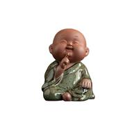Piccole decorazioni ornamentali di monaci, statua del Buddha Kung Fu da scrivania, for l'arredamento della casa, statue ornamentali artigianali for giardino, ufficio(Green)