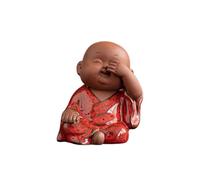 Piccole decorazioni ornamentali di monaci, statua del Buddha Kung Fu da scrivania, for l'arredamento della casa, statue ornamentali artigianali for giardino, ufficio(Red)