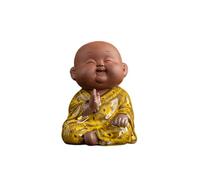 Piccole decorazioni ornamentali di monaci, statua del Buddha Kung Fu da scrivania, for l'arredamento della casa, statue ornamentali artigianali for giardino, ufficio(Yellow)