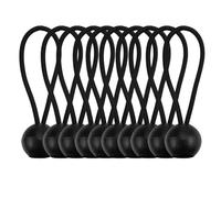 Piccole elastiche - Corde elastiche corte | Corda elastica robusta e resistente ai raggi UV, piccole corde elastiche nere con palline per campeggio, rifugi, carico, tendoni, pali da t