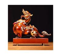 Piccole Figurine da Tavolo Accenti per Decorazioni per la casa Rame Vintage Raccolta della Fortuna Decorazione Feng Shui fortunata Ornamento Che attira ricchezza con Base in Legno Decorazioni per