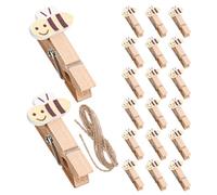 Piccole Mollette in Legno a Tema Ape con Corda Intrecciata | Finitura Liscia e Bordo Arrotondato, Presa Delicata ma Sicura, per Foto, Appunti e Pacchi Regalo