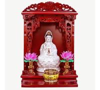 Piccole nicchie buddiste, tavolo da meditazione, posizionamento di armadietti per divinità della ricchezza, tavolo da preghiera buddista in bambù con incenso(Mahogany color,38x48cm/15x18.9in)