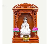 Piccole nicchie buddiste, tavolo da meditazione, posizionamento di armadietti per divinità della ricchezza, tavolo da preghiera buddista in bambù con incenso(Rosewood color,54x69cm/21.3x27in)