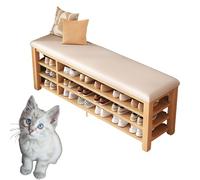 Piccole panca in legno in legno massiccio con sedile imbottito per il corridoio di ingresso Mudroom Foyer Scarpe. bianco 100cm