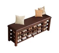 Piccole panca in legno in legno massiccio con sedile imbottito per il corridoio di ingresso Mudroom Foyer Scarpe. marrone 100cm