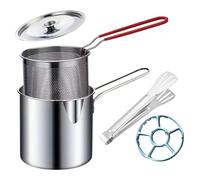 Piccole pentole in acciaio inossidabile con cestello a rete Padella ergonomica in miniatura con manico singolo con filtro Piccole friggitrici in acciaio inossidabile per cosce di pollo