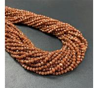 Piccole perle di pietra sfaccettate da 2 mm, 3 mm e 4 mm, rotonde, ametiste, agate, quarzo, lazuli, perline sciolte per la creazione di gioielli, braccialetti, arenaria dorata, 2 mm, circa 170 pezzi