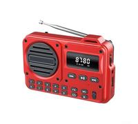Piccole radio portatili AM FM, radio digitale DAB FM ricaricabile, 1200 mAh, radio portatile a batteria e alimentazione a corrente (rosso)