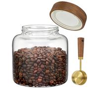 Piccoli barattoli di vetro con coperchio, barattoli per spezie con coperchio a vite, in legno, ermetici, per sale marino, paprika, erbe, cannella, caffè, condimenti, fermentazione, decapaggio (1 x