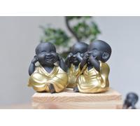 Piccoli Buddha "Non Vedo, Non Sento, Non Parlo" (Stampa 3D & Dipinto a Mano)