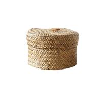 Piccoli cestini rotondi in alga marina, Cestino di vimini rotondo, Piccoli cesti di alghe marine, Cesto portaoggetti, Vimini con coperchi, Contenitore per mensole dispensa Armadietti