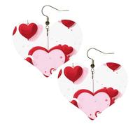 Piccoli cuori rossi stampati, orecchini eleganti a forma di cuore, accessori da donna leggeri, perfetti per feste e San Valentino.