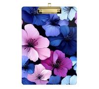 Piccoli fiori blu scuro rosa viola A4 infermieristica portablocco appeso acrilico carino per il primo anno insegnante must have dimensioni 9 x 12
