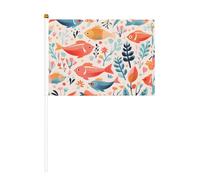 Piccoli fiori dieci pezzi stampati su entrambi i lati bandiera portatile 14 x 20,8 cm, adatta per tifare attività di squadra