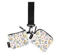 Piccoli fiori gialli da donna doppi portafogli per carte di lavoro custodie sottili portatili per carte d'identità con cerniera tasca portamonete per lavoro e viaggi, 2 pezzi, Multicolore, 4.13"(L) x